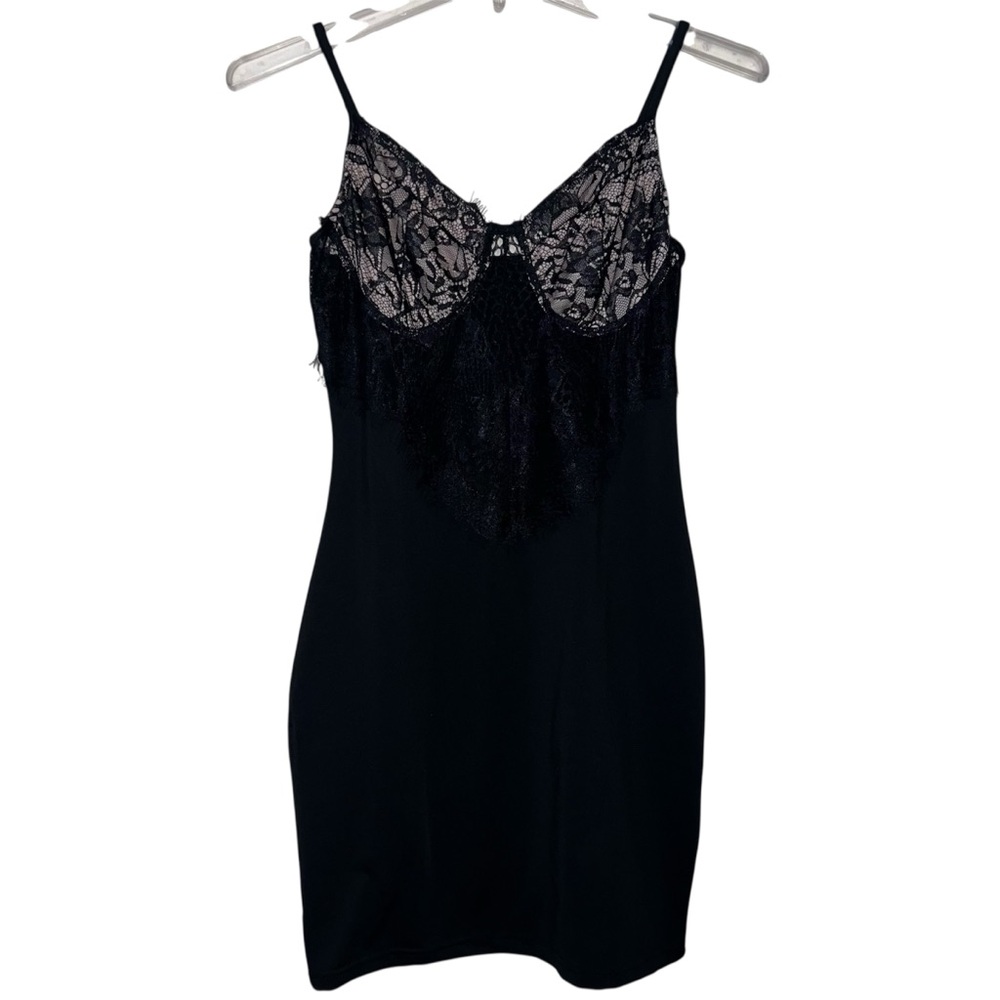 Black Bodycon Mini Dress with Lace Chest Size Small